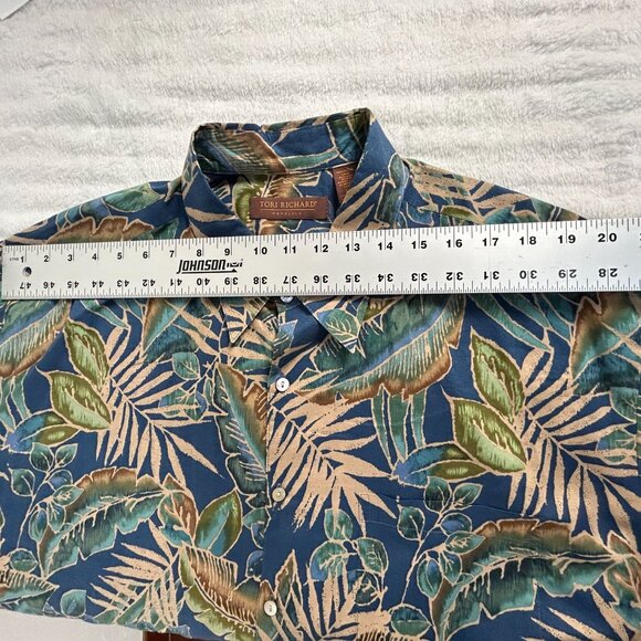 Tori Richard Honolulu Men Button-Up Hawaiian Shirt 2XL Blue Tropical Cotton Lawn - Picture 5 of 7